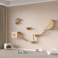 Solid Wood Wall-Mounted Cat Tree and Nest Space Capsule Integrated Pet Bed with Climbing Rack and Jumping Platform