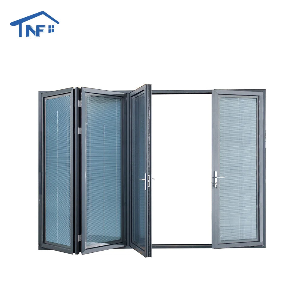 Aluminum Alloy Glass Folding Doors Louvered Modern Villa Bi-Fold Doors NFRC Certified Foldable Sound Insulation Double Tempered