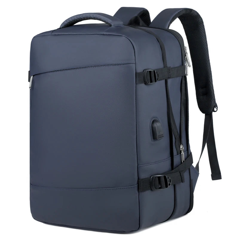 Custom Business Waterproof PU Leather Men's Expandable Mochilas USB Charging Anti Theft 15.6 Inch Travel Laptop Backpack