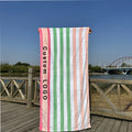 100% Cotton Embroidery Logo Oversized Extra Large Terry Pool Towel Custom Jacquard Printed Striped Bath Towel Cotton Beach Towel