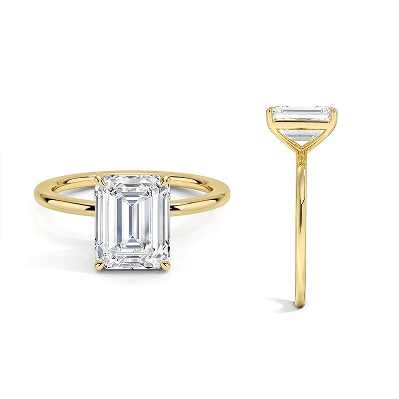 Starsgem Luxury Custom Fine Jewelry 14k Yellow Gold White DE Color Emerald Cut 1ct Moissanite Ring Men Design Gold Ring Jewelry