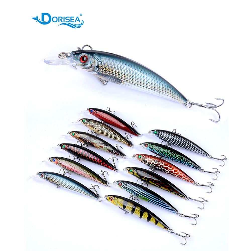 DORISEA 3D Eyes Floating Hard Wobbler Crankbait Minnow Fishing Lure Bait MegaBDM