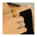 New Arrival Unisex Minimalist Jewelry Logo Custom Stainless Steel Gold Chunky 18k Gold Plated Textured Rings