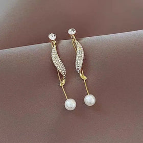 Women's Long Tassel Earrings Imitation Pearl Pendant Women Jewelry Trend Drop Earrings Fashion Simple Jewelry for Women