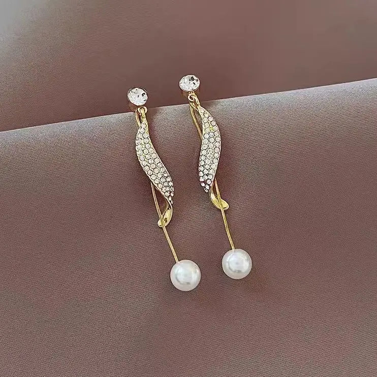 Women's Long Tassel Earrings Imitation Pearl Pendant Women Jewelry Trend Drop Earrings Fashion Simple Jewelry for Women