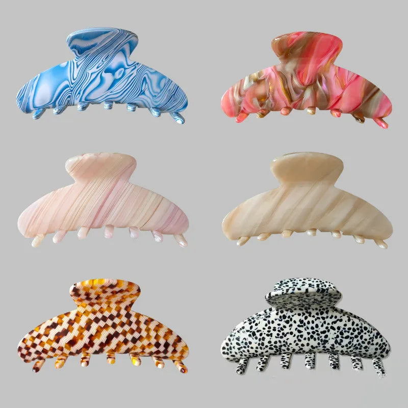 Fashion New Women Korean Beautiful Classic Jumbo Acetate Big Stripe Hair Claw Clips for Thick Hair