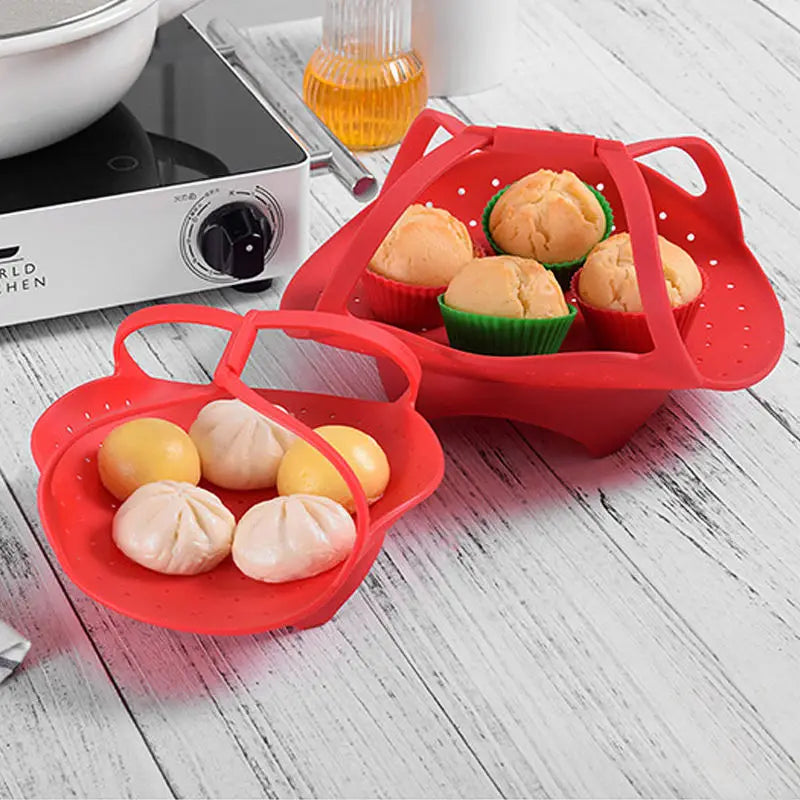 Wholesale 100% Food Grade Silicone Steamer Flexible Eco-Friendly Vegetable Basket for Pot Pressure Cooker