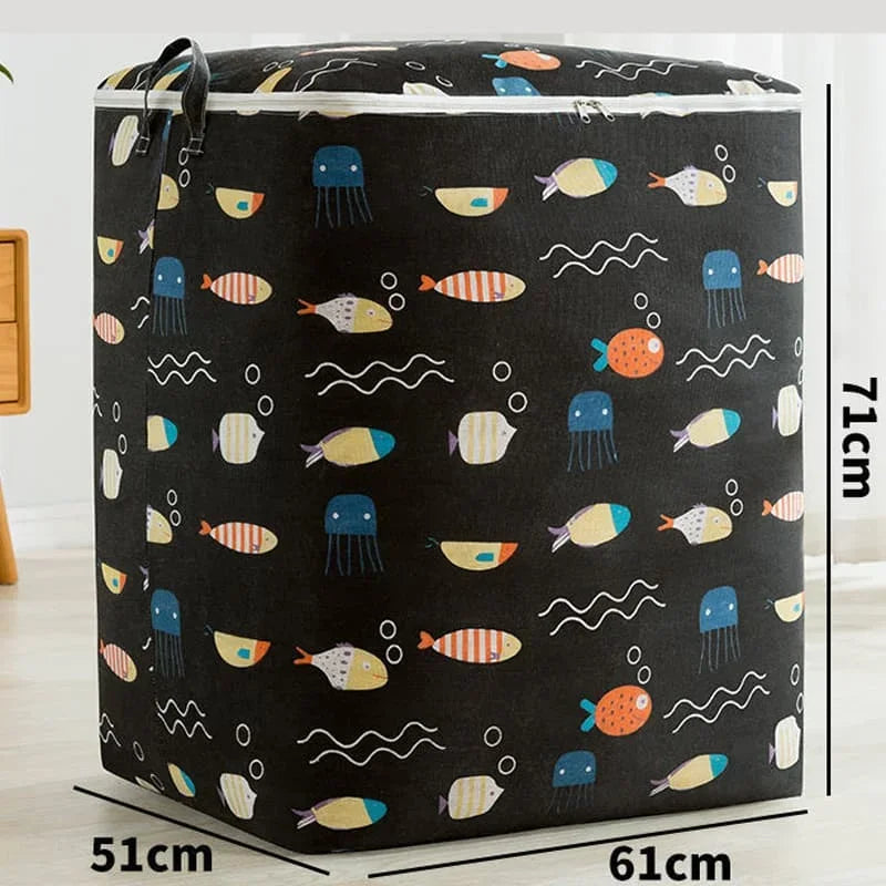 Eco-Friendly Foldable Clothes Organizer Cotton Rope Storage Basket Flexible Design Quilt Storage Bag Wardrobe Space Utilization