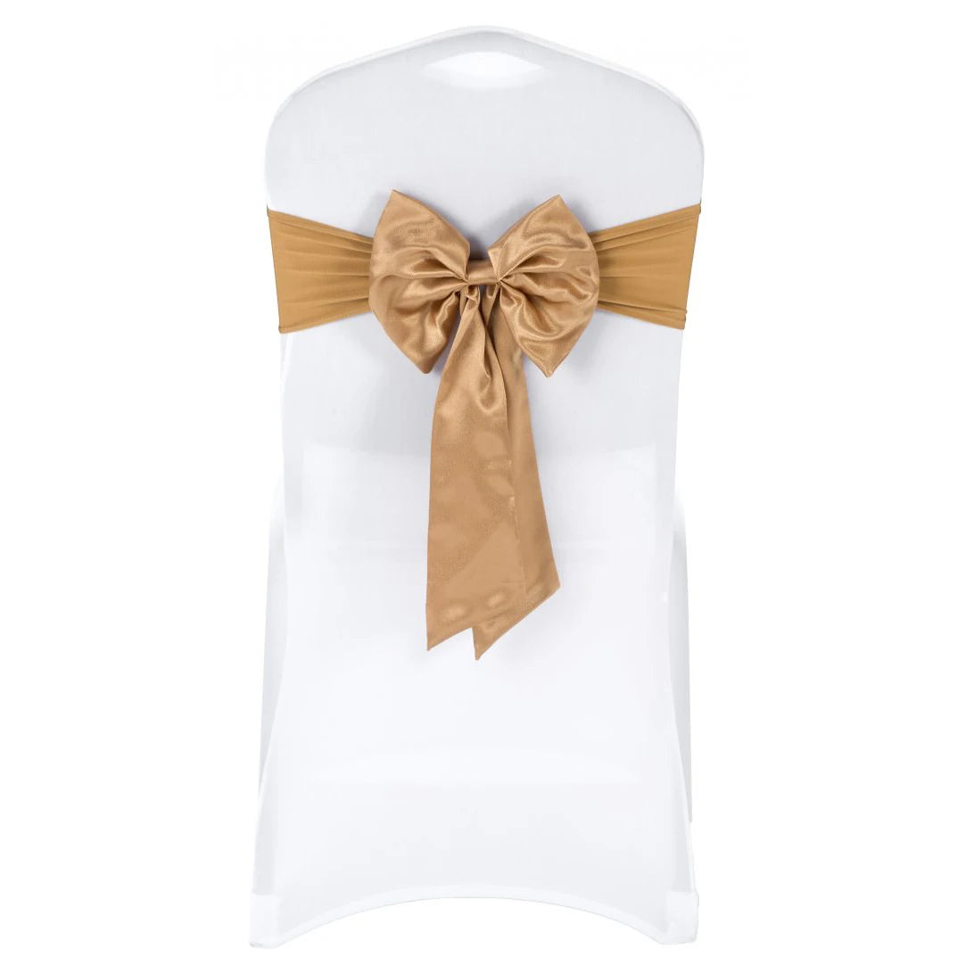 Universal Fitted White Spandex Satin Wedding Chair Sashes for Sale