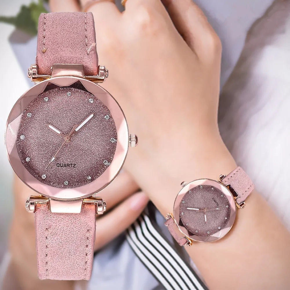 Watch for Women Stars Little Point Frosted Belt Watch Dotted With Roman Scale Ladies Watches Relogio Feminino Drop Shipping