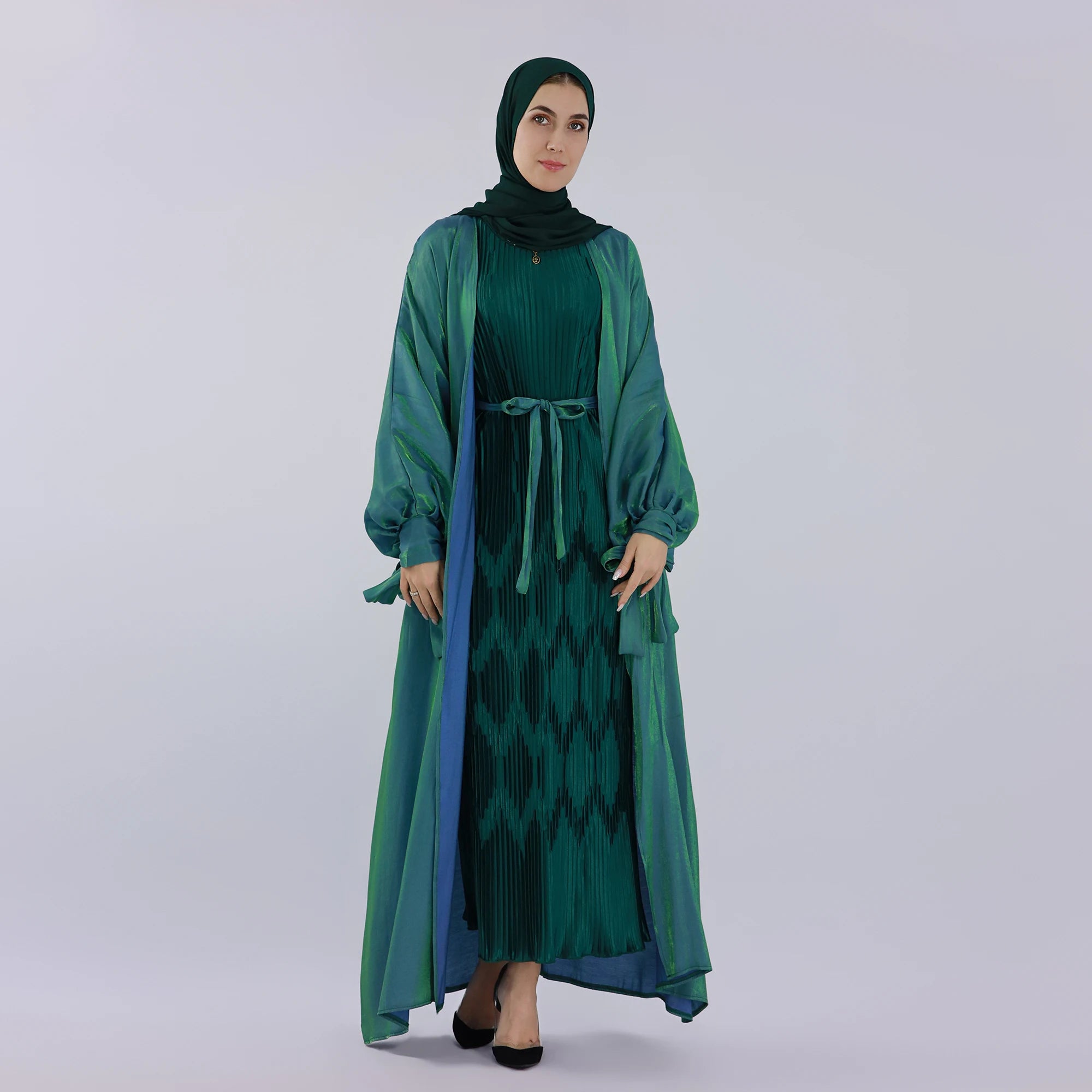 Islamic Clothing Plus Size Women's Dresses Modest Abaya New Designs 2023 Shinny Polyester Abaya Women Muslim Dress