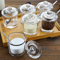 Small Glass With Spoon Home Kitchen Seasoning Salt Spice Jar Container Bottle