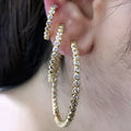 EC1637 Large 18K Gold Plated Crystal CZ Zircon Circle Hoop EarringsSimple Diamond CZ Cubic Zirconia Hoops Earring for Women