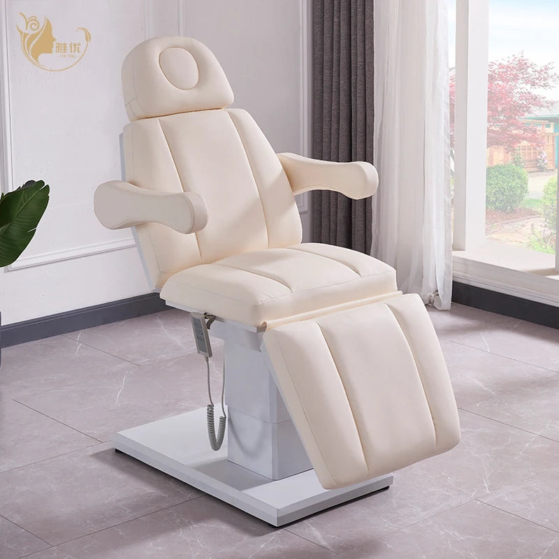 Modern White 3-Motor Electric Facial Cosmetic Massage Bed for Beauty Salon