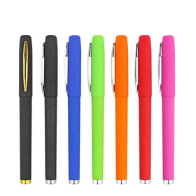 Custom Logo Soft Touch Gel Pens Bulk - Rubber Coated 0.5mm Smooth Writing Promotional Pens for Business Gifts & Office Supplies