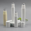 Stainless Steel Roll on 10ml  15ml 20ml 30ml PP Plastic Matte White Bottle