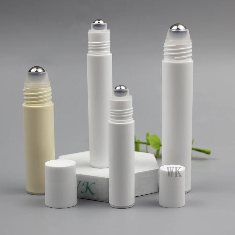 Stainless Steel Roll on 10ml  15ml 20ml 30ml PP Plastic Matte White Bottle