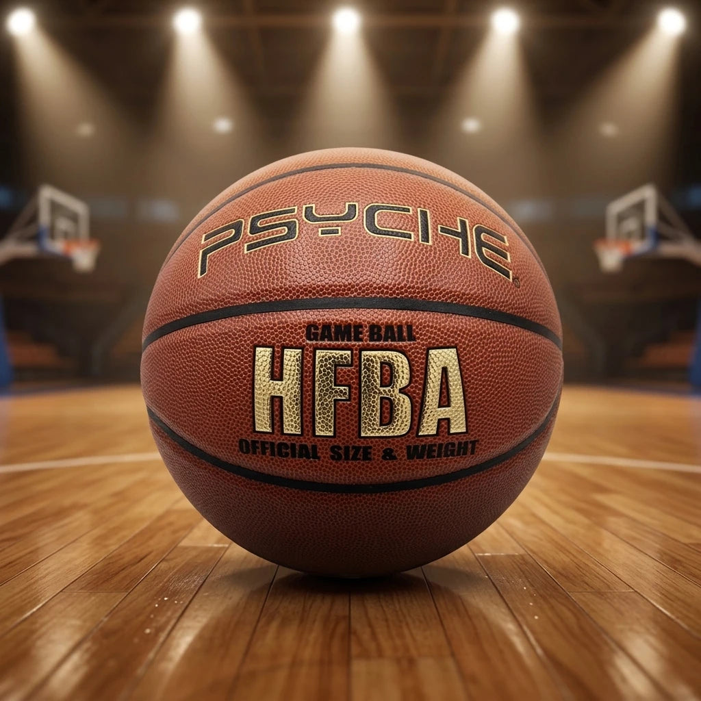 PSYCHE Classic Brown Size 7 Basketball Official Weight PU Leather Bulk Training Ball