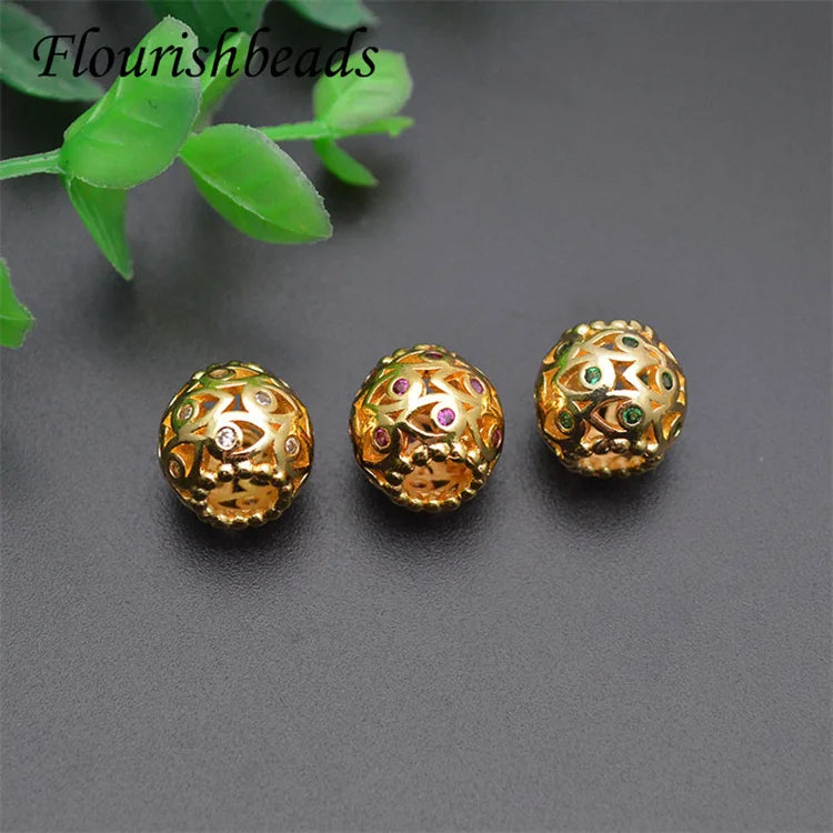 Wholesale Gold Plated CZ Pave Round Spacer Beads for Jewelry Making