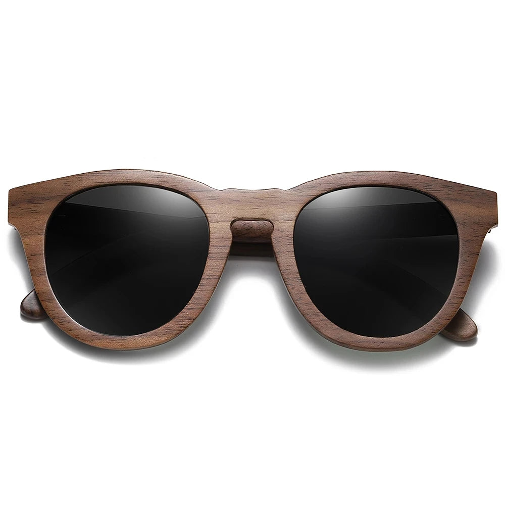 Custom Engraved Logo TAC Lenses UV400 Polarized Lightweight Fashion Unisex Walnut Bamboo Wood Sunglasses for Adults