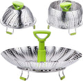 Kingwise High Quality 9 Inch Stainless Steel Steam Cooker Expandable Handle Vegetable Steamer Basket Small Kitchen Accessory