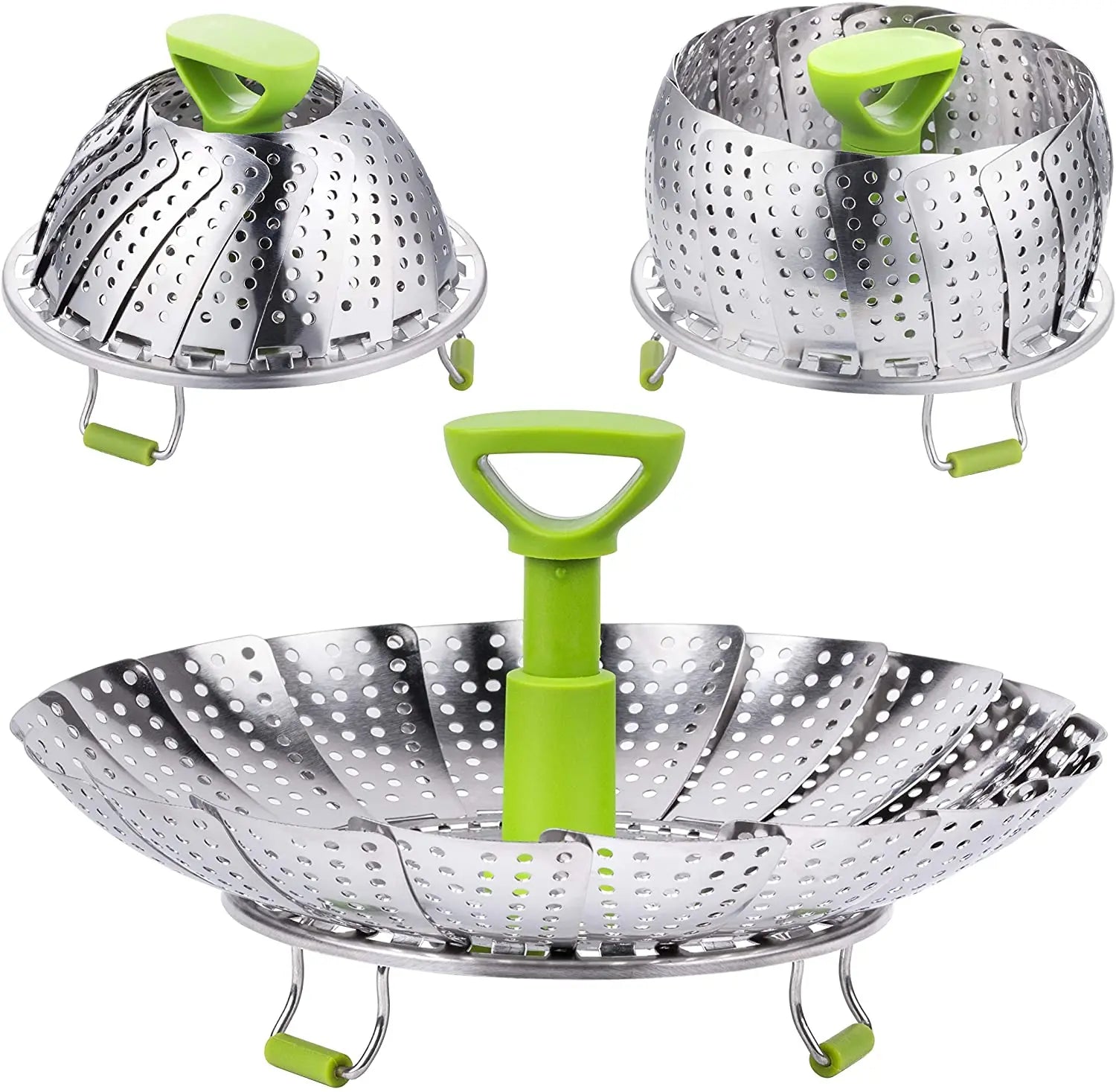 Kingwise High Quality 9 Inch Stainless Steel Steam Cooker Expandable Handle Vegetable Steamer Basket Small Kitchen Accessory