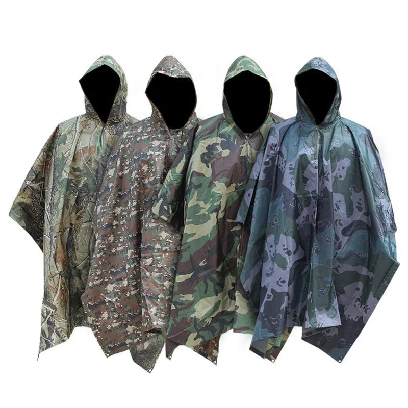 Wholesale Multifunctional Camouflage Raincoat Outdoor Travel Rain Poncho Waterproof Camping Fishing Rain Coat