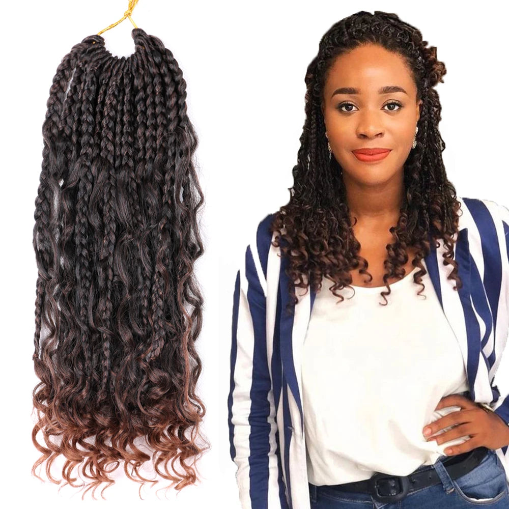 14 Inch Curly River Box Braiding Hair Extensions Box Braids With Curly Ends African Braids Crochet Bohemian Messy Box Braids