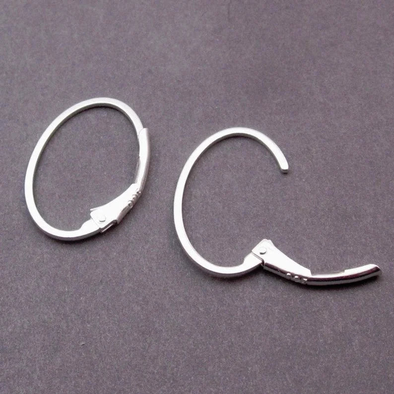 925 Real Silver Oval Hoop Earring Loop Jewelry Findings French Clasp Silver Leverback