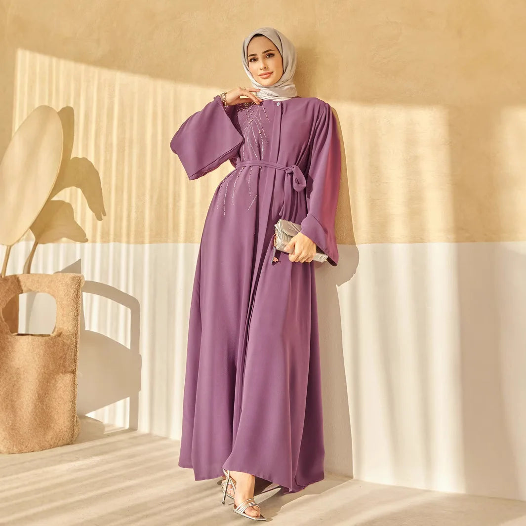 Turkey Beaded Women Muslim Dress Ladies Party Dress Elegant Dubai Abaya