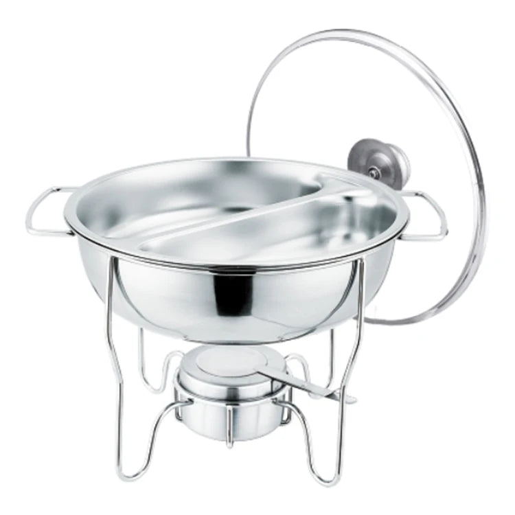 Stainless Steel Chefing Dish Hot Food Warmer Buffet Server Small Hotel Catering Divided Food Pan Round Chafing Dishes for Sale