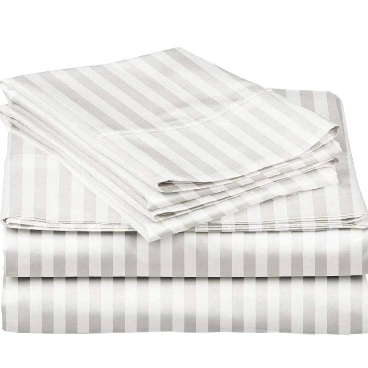 Wholesale 100% Cotton Satin Strip Bedding Set 5 Star Cotton Bed Linen Hotel Bed Sheets Hotel White Hotel Bedding Set Luxury