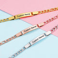 Simple Fashion Custom Engraved Name 18k Gold Plated Stainless Steel Charm Bracelets YF2778