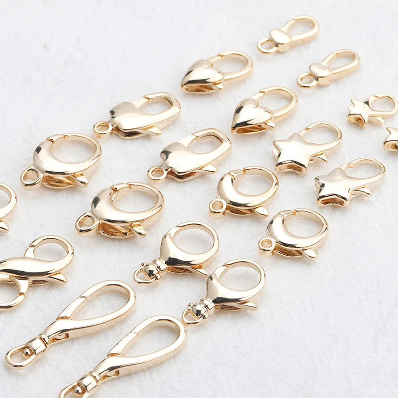 M824  Nickel Free Lobster Claw Clasp Copper  Hooks  Real 18K Gold Plated DIY Necklace Making Accessories 10pcs/lot