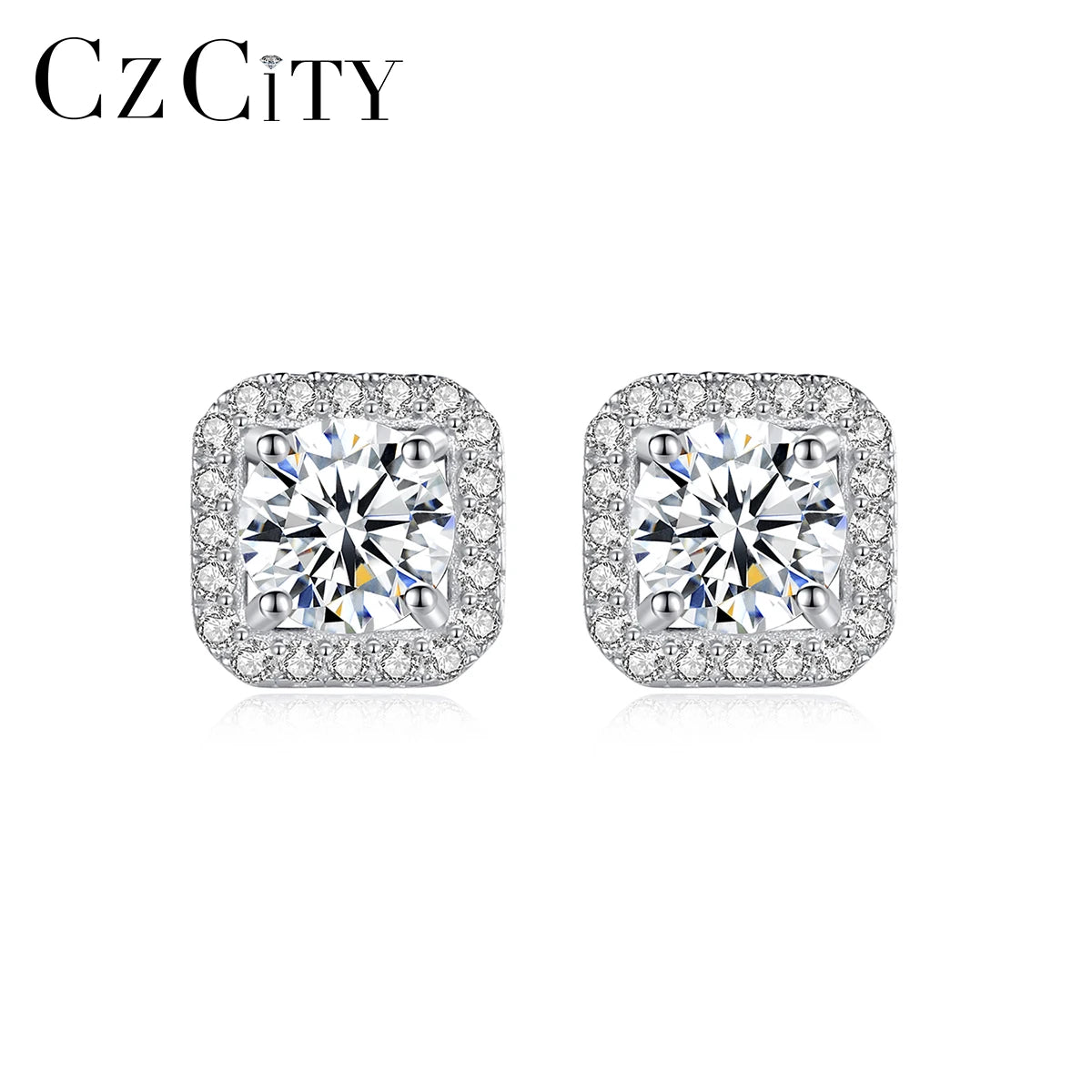 CZCITY Moissanite Diamond Stud Earing Woman 2026 Vintage Bridal 925 Silver Luxury Earring Charm for Jewelry Making