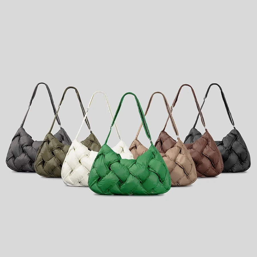 New Nylon Filled Cotton Women Puffy Crossbody Bags Quilted Weave Cloud Bag Designer Woven Puffer Bags