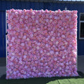 KE-WA028 Wholesale Wedding Artificial Silk Flowers Wall Roll up pink Flower Wall Backdrop 8ft X 8ft Fabric Flower Wall Panel