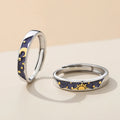 Couples Trendy Personality Open Mouth Fashion Copper Plating Yellow Sun and Moon Couple Ring
