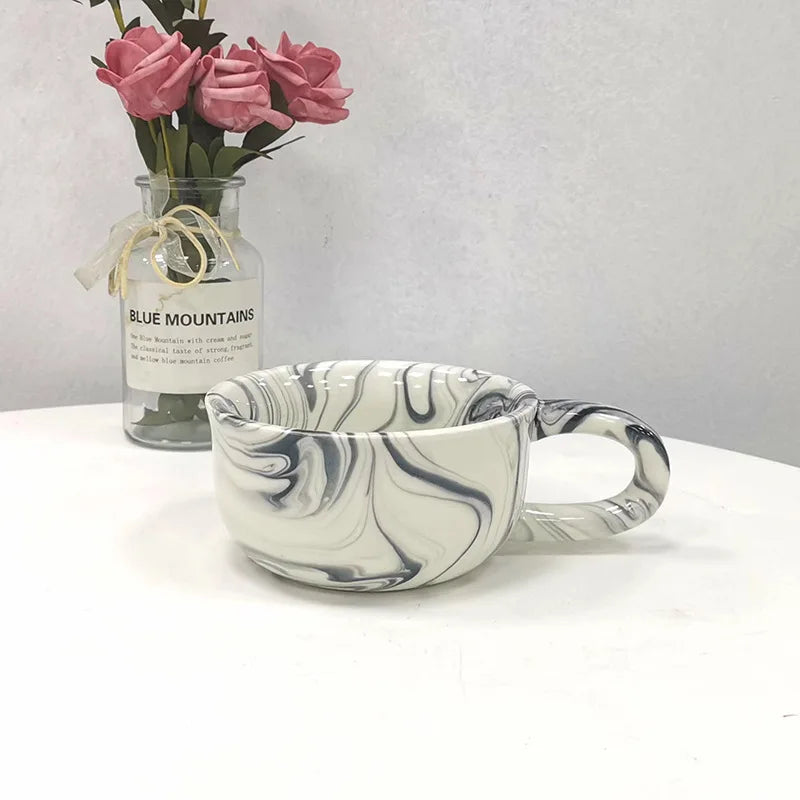 Fashion New Water Transfer Printing Effect Ceramic Coffee Milk Water Cup Porcelain Marble Mug