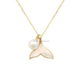 Luxury 18K Real Solid Gold Natural Freshwater Pearl Mermaid Tail Pendant Necklace Jewelry for Women Gift