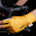 LAMEDA Professional Half Finger Mitts Breathable Shockproof Leather Riding Gloves for Bike