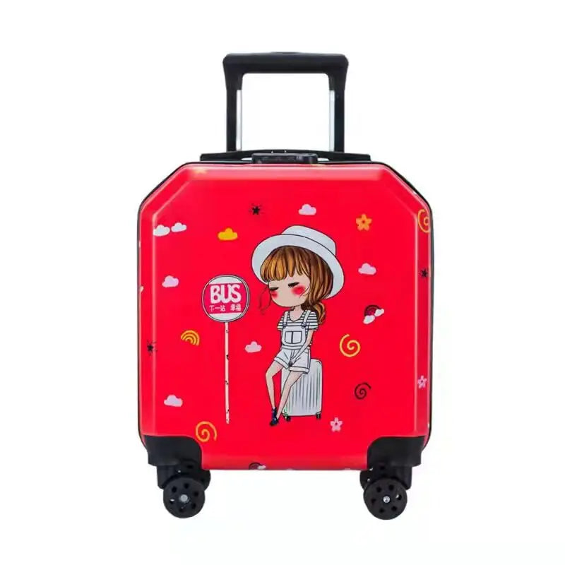 Simple Fashion Trend New 18" Children's Trolley Luggage with Universal Wheels PC Boarding Box 10 Colors Unisex Drawbar