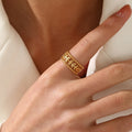 Nabest Titanium Stainless Steel Gold Plated Layers Rings Tarnish Free Women Open Stylish Designer Ring Jewelry