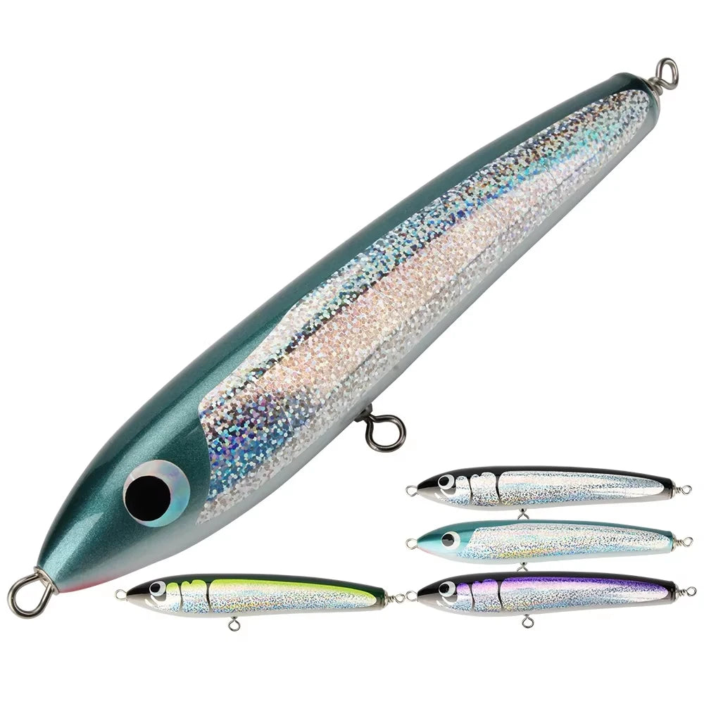 Spinpoler Stick Bait Wood Pencil Wooden Tuna Popper Fishing Lures 200mm 89g Handmade Boat Trolling Saltwater Sea Fishing Baits