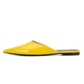 Plus Size Yellow Casual Flat Pointed Toe Mules Patent Leather Pumps Women Shoes