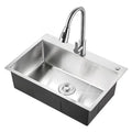 Hot Selling Modern Single Bowl Handmade Kitchen Sink Brushed Stainless Steel Nano Deep Undermount Strainer with Two Holes
