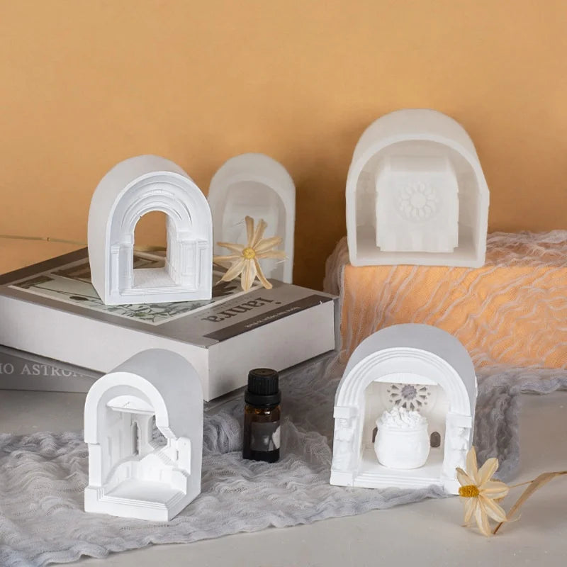DM667 European Palace Silicone Candle Mold Diffuser Stone Mold Epoxy Resin for Home Decoration Handmade Gifts Opp Bag Moulds