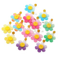 New DIY Six-petal Flowers Sunflower Gradient Smile Face Gold Sequin Spring and Summer Acrylic Earrings for Children