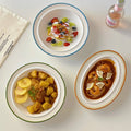 Solhui Korean INS Vintage Oval Salad Pasta Plate Home Ceramic Tableware