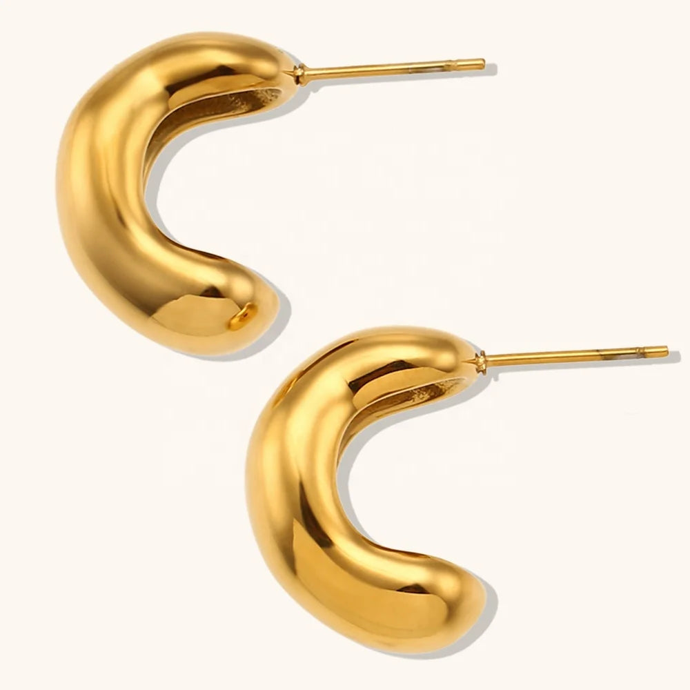 Dingran 2023 Women's Stainless Steel Stud Earrings New Fashion Minimalist Neutral Hollow Irregular Design for Parties Weddings